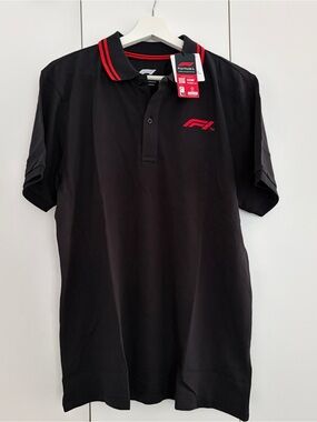F1 Black Polo with Red Trim - Official Racing Logo